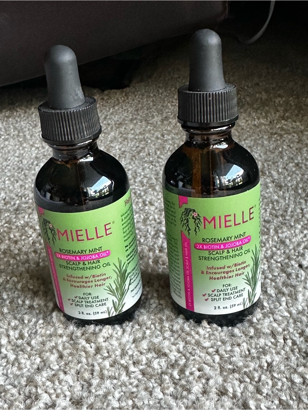 New Set of 2 Mielle Rosemary Mint Scalp & Hair Strengthening Oil